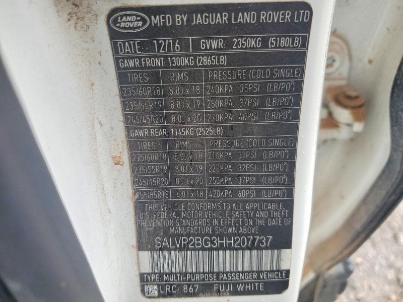 2017 LAND ROVER RANGE ROVER EVOQUE SE SE 13