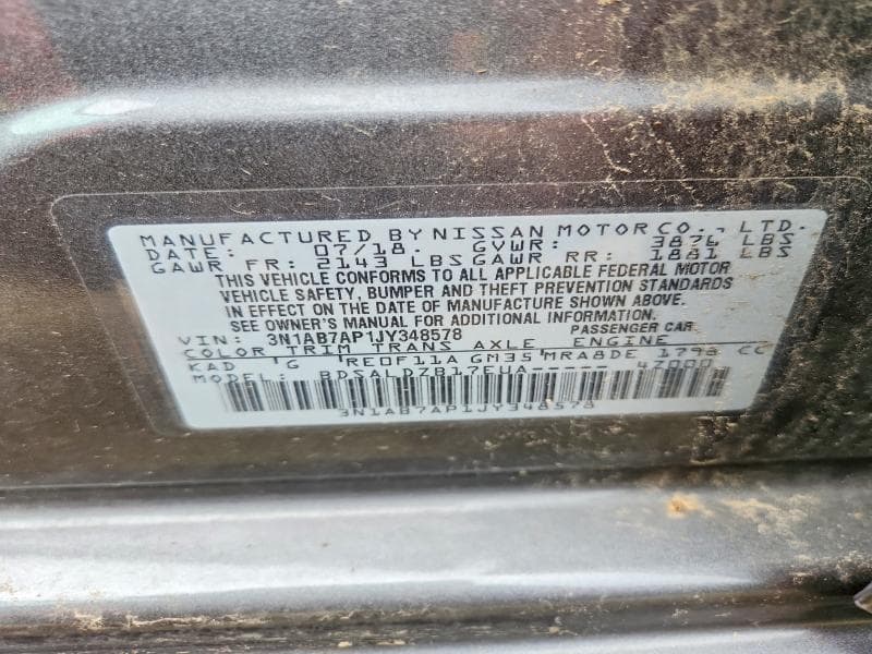 2018 NISSAN SENTRA S/SV/SR/SL S/SV/SR/SL 12