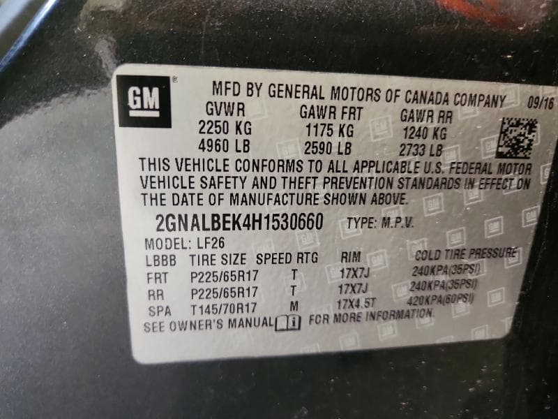 2017 CHEVROLET EQUINOX LS 12
