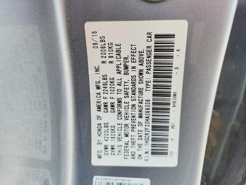 2017 HONDA ACCORD LX 13