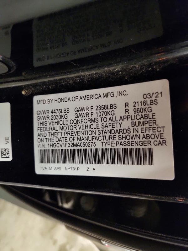2021 HONDA ACCORD SPORT SPORT 12