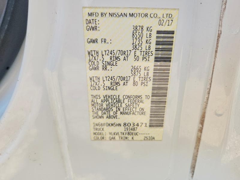 2017 NISSAN NV 1500 DELIVERY VAN 13