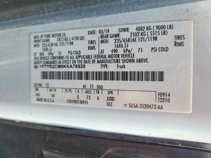 2019 FORD TRANSIT T-250 13