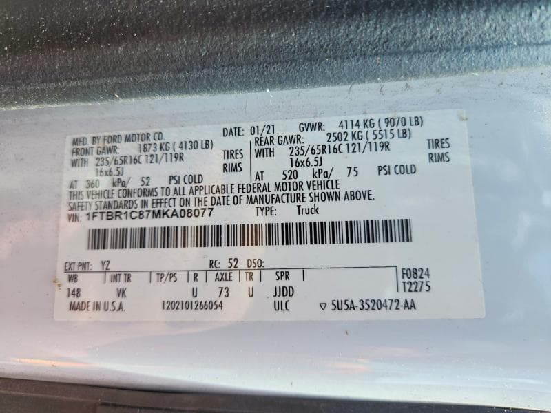 2021 FORD TRANSIT T-250 13