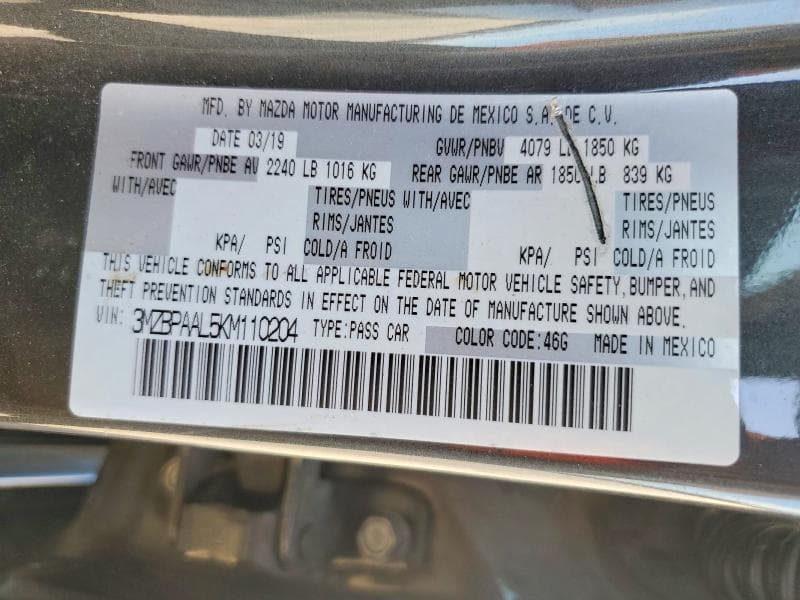 2019 MAZDA 3 SELECT SELECT 13
