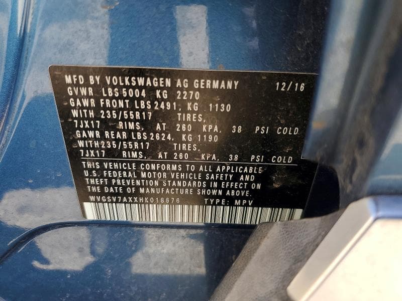 2017 VOLKSWAGEN TIGUAN WOLFSBURG 14