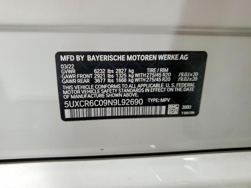 2022 BMW X5 XDRIVE40I XDRIVE40I 12