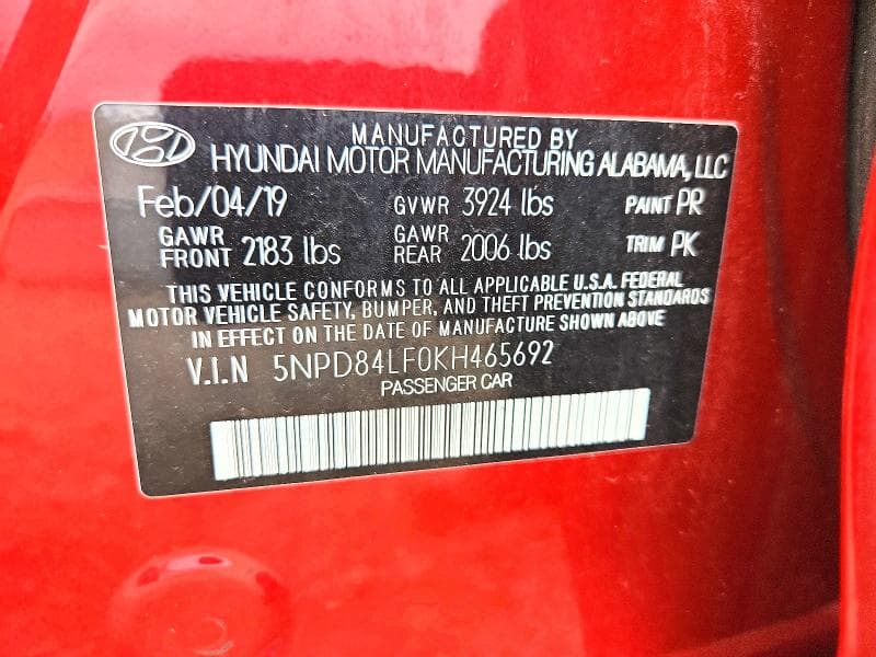 2019 HYUNDAI ELANTRA SEL SEL 13