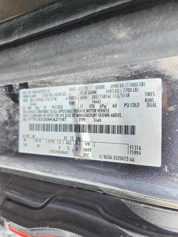 2022 FORD TRANSIT T-350 HD 12
