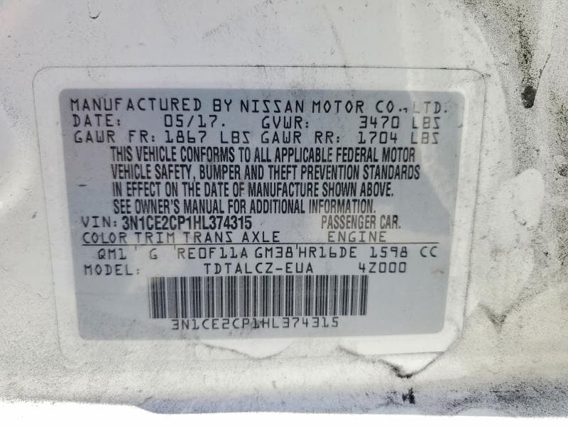 2017 NISSAN VERSA NOTE S PLUS 12