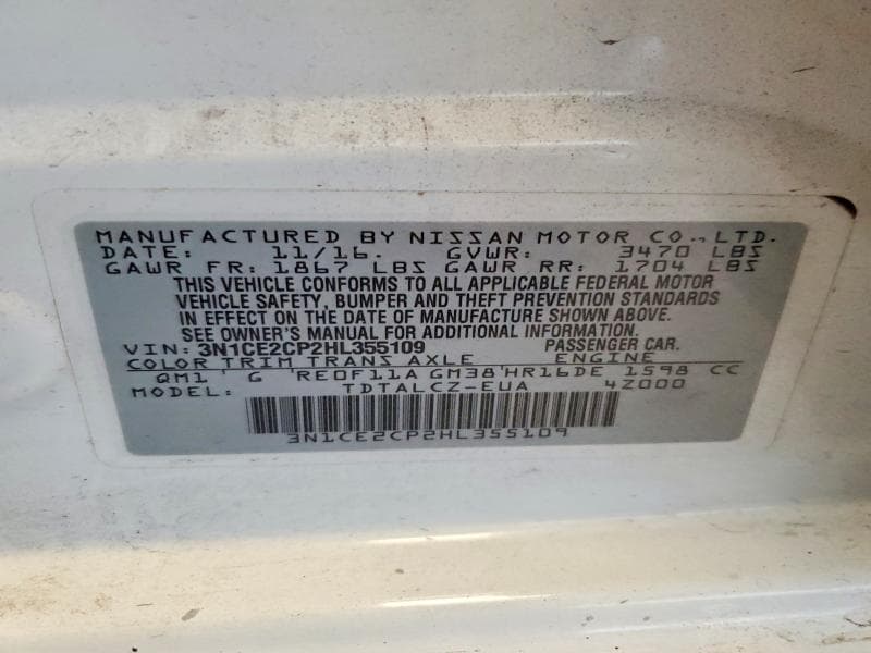 2017 NISSAN VERSA NOTE S PLUS 12