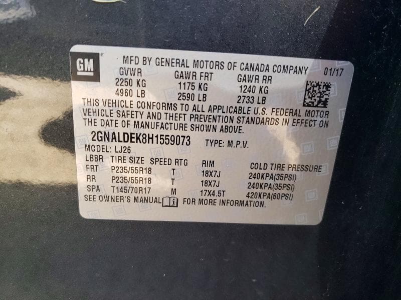 2017 CHEVROLET EQUINOX PREMIER PREMIER 14