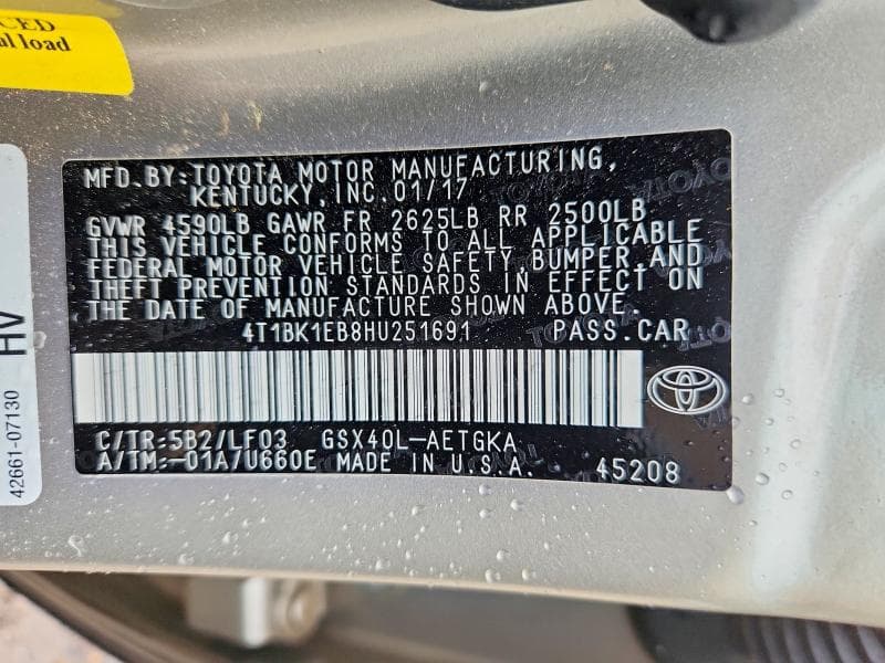 2017 TOYOTA AVALON XLE PREMIUM 12
