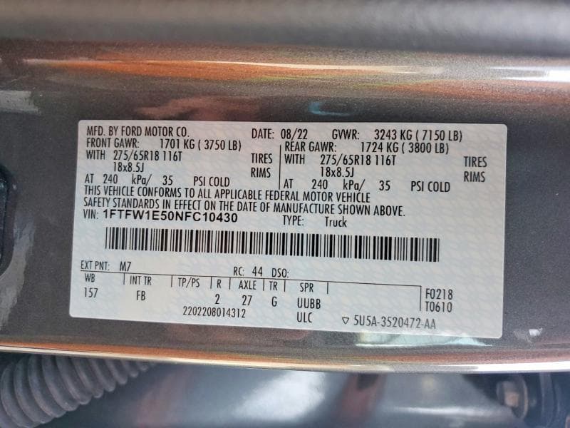 2022 FORD F150 SUPERCREW 12