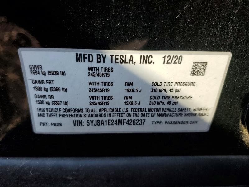 2021 TESLA MODEL S 13