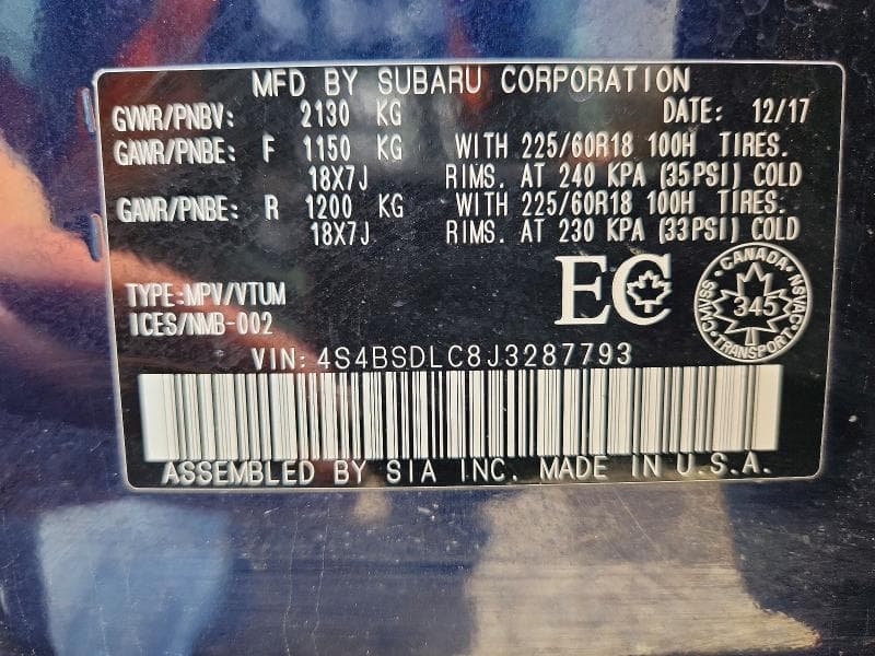2018 SUBARU OUTBACK 2.5I LIMITED 14