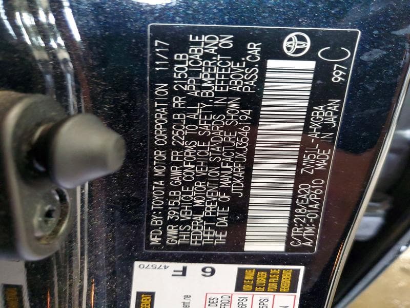 2018 TOYOTA PRIUS FOUR 12