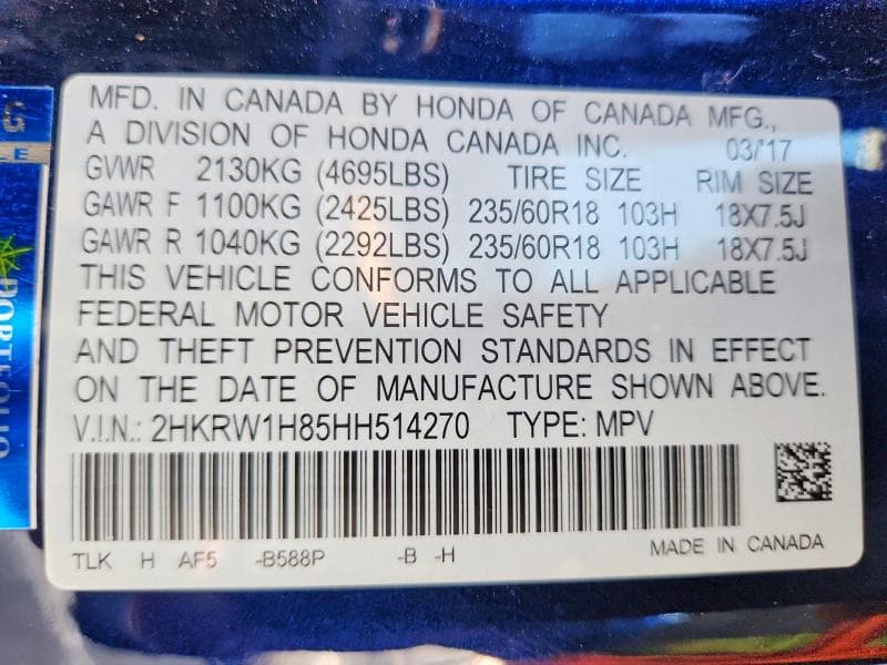 2017 HONDA CR-V EXL EXL 13