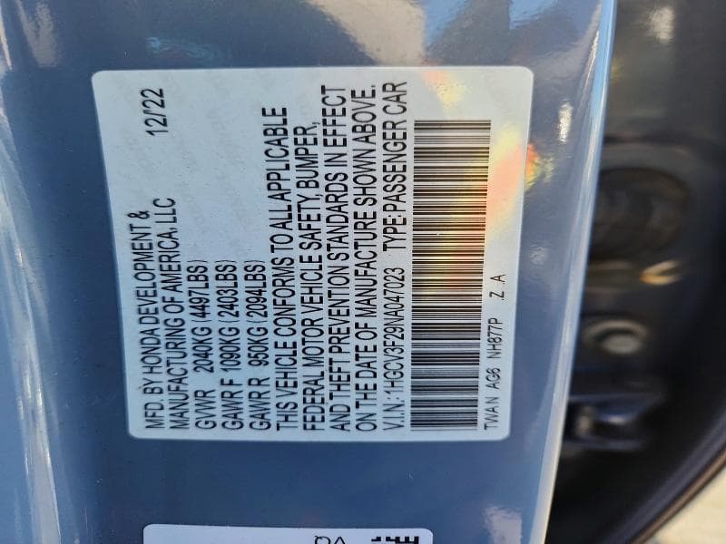 2022 HONDA ACCORD HYBRID SPORT 12