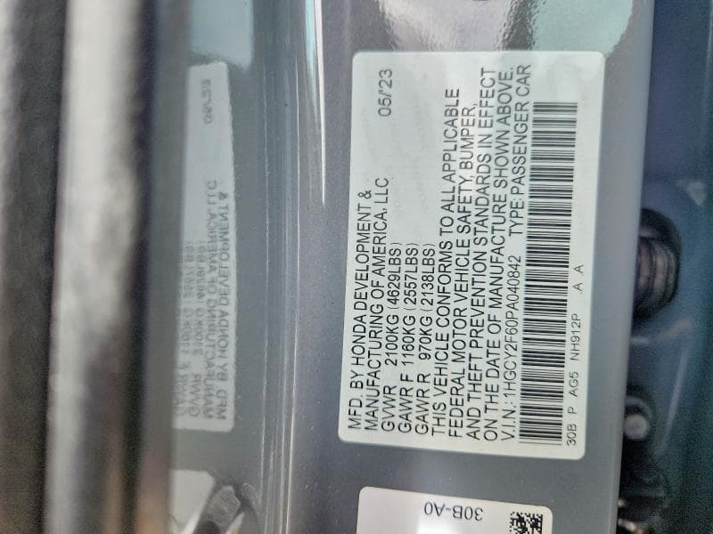 2023 HONDA ACCORD HYBRID EXL 12