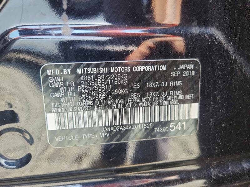 2019 MITSUBISHI OUTLANDER ES 14