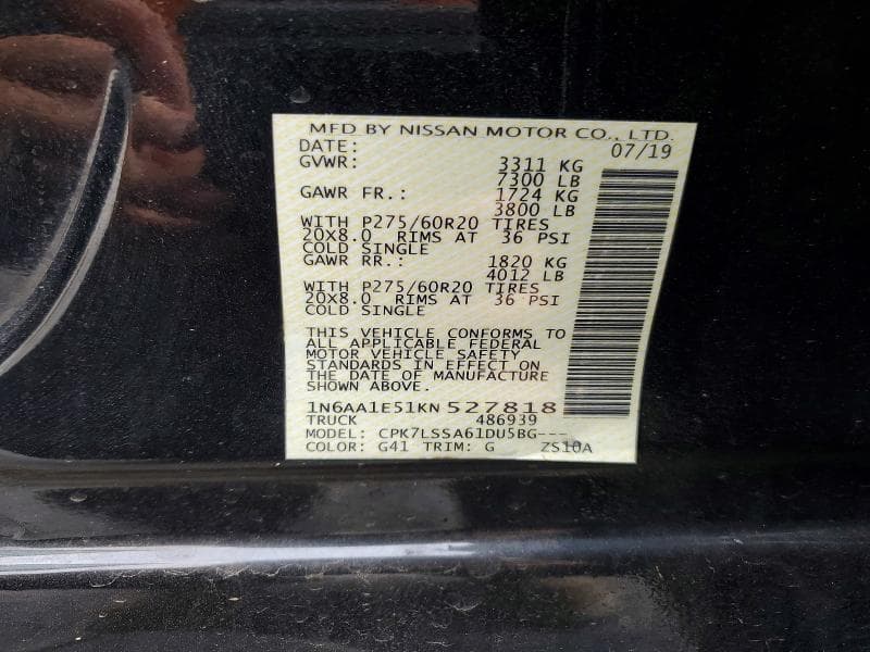 2019 NISSAN TITAN SV 12