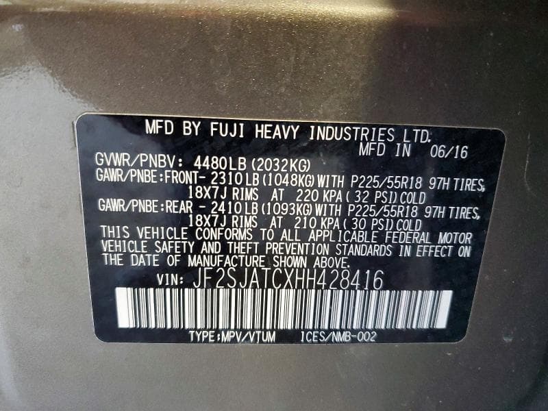 2017 SUBARU FORESTER 2.5I TOURING 13