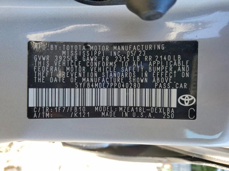 2023 TOYOTA COROLLA LE 12