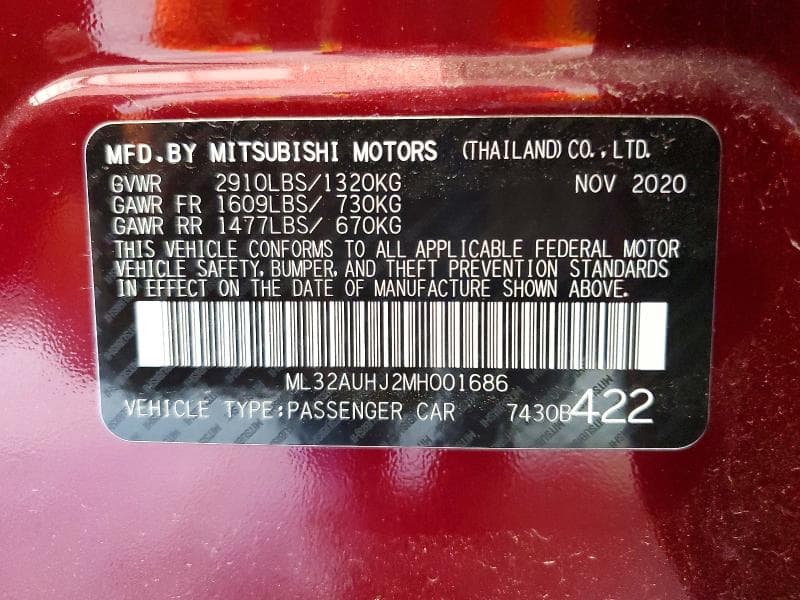 2021 MITSUBISHI MIRAGE ES 13