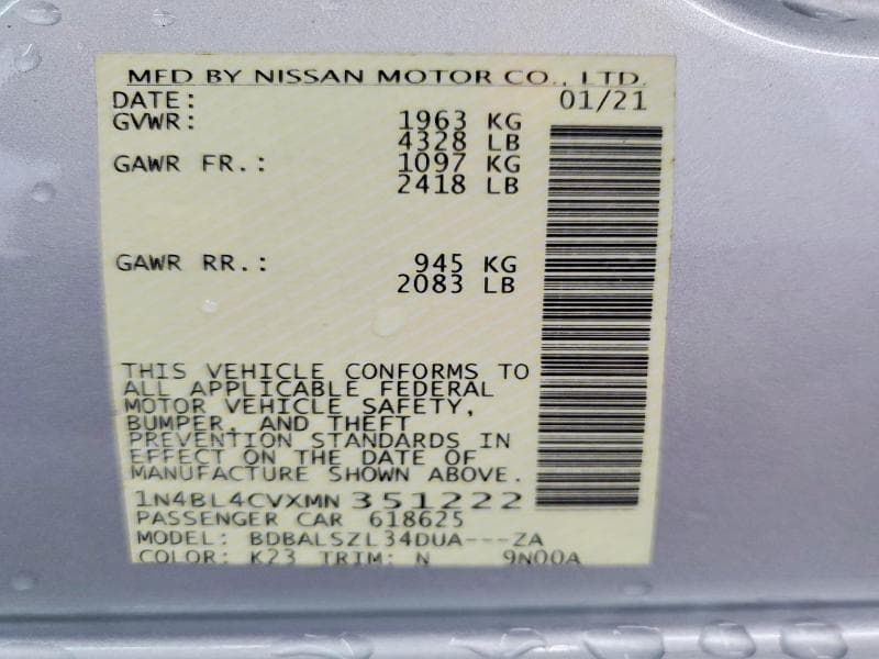 2021 NISSAN ALTIMA SR 12