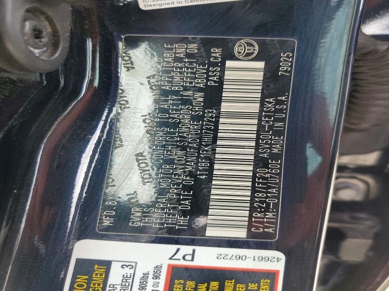 2017 TOYOTA CAMRY SE SE 12
