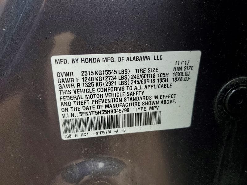 2017 HONDA PILOT EXL 13