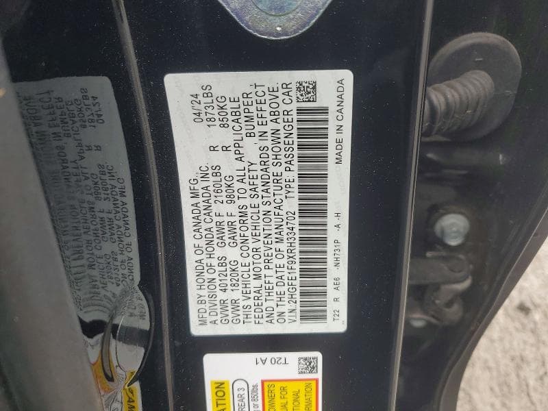 2024 HONDA CIVIC TOURING TOURING 12
