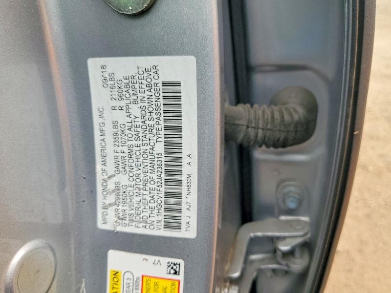 2018 HONDA ACCORD EXL 12