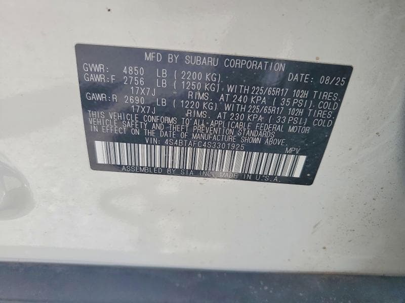 2025 SUBARU OUTBACK PREMIUM 14