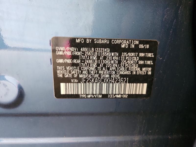 2019 SUBARU FORESTER PREMIUM PREMIUM 12