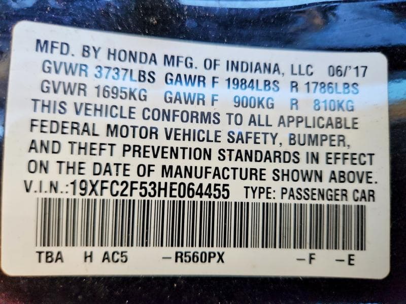 2017 HONDA CIVIC LX 12