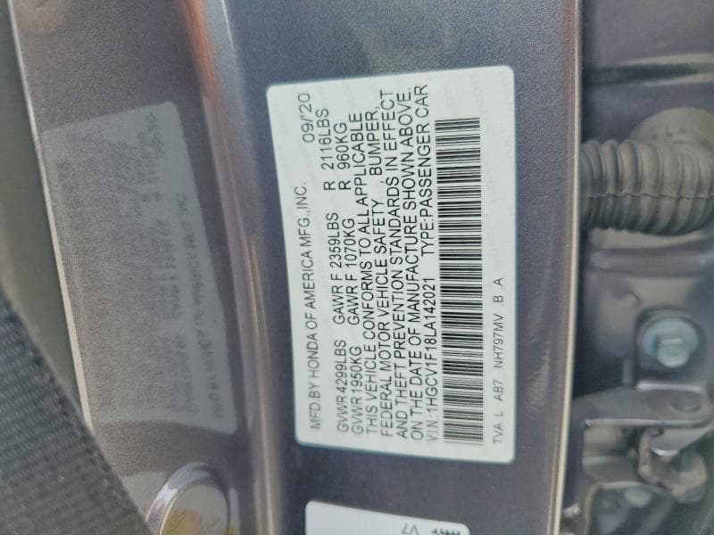 2020 HONDA ACCORD LX 13