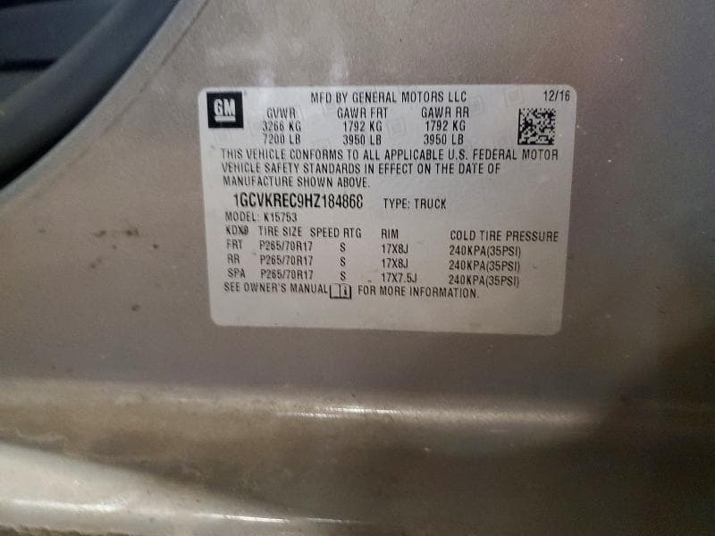 2017 CHEVROLET SILVERADO K1500 LT K1500 LT 12