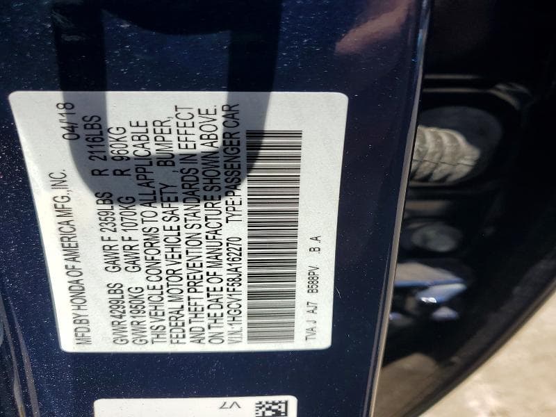 2018 HONDA ACCORD EXL EXL 12