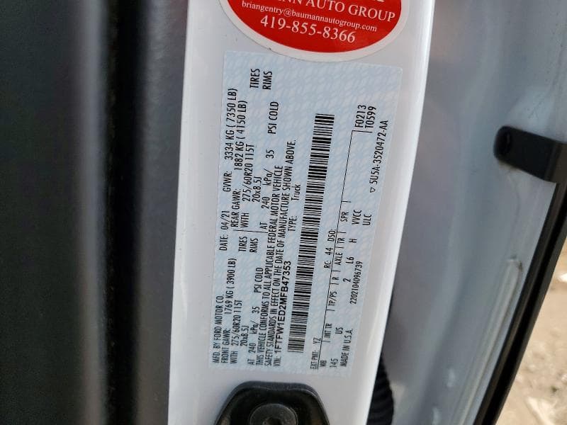 2021 FORD F150 SUPERCREW SUPERCREW 12