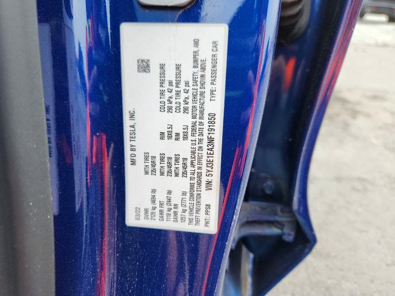 2022 TESLA MODEL 3 12