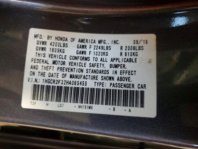 2017 HONDA ACCORD LX 12