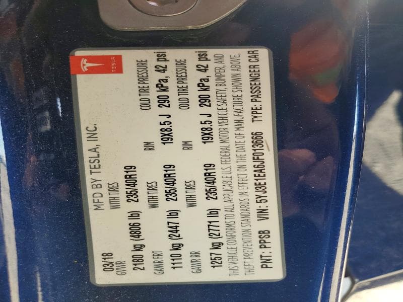 2018 TESLA MODEL 3 12