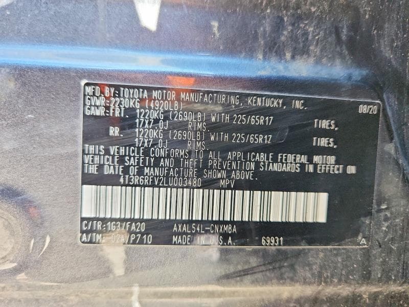 2020 TOYOTA RAV4 HYBRID XLE 14