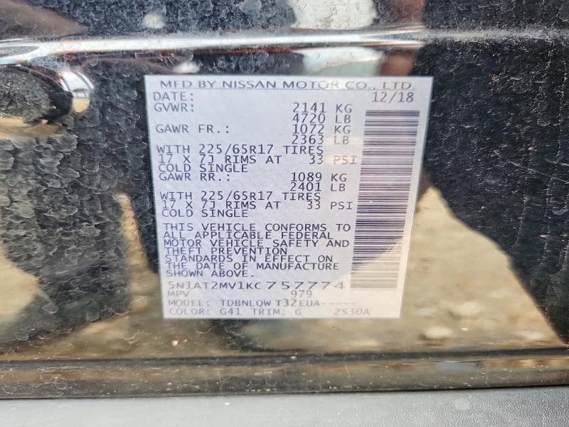 2019 NISSAN ROGUE SV 14