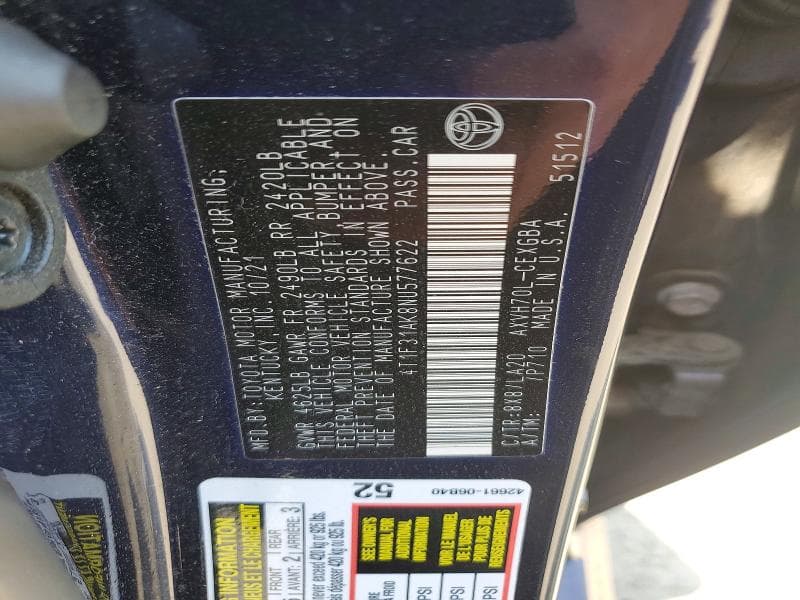 2022 TOYOTA CAMRY XLE 12