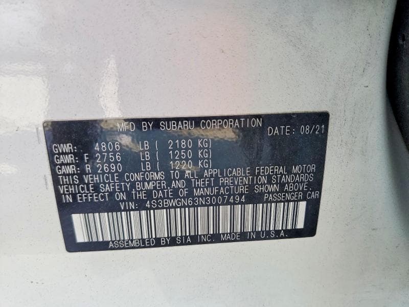 2022 SUBARU LEGACY LIMITED XT 12
