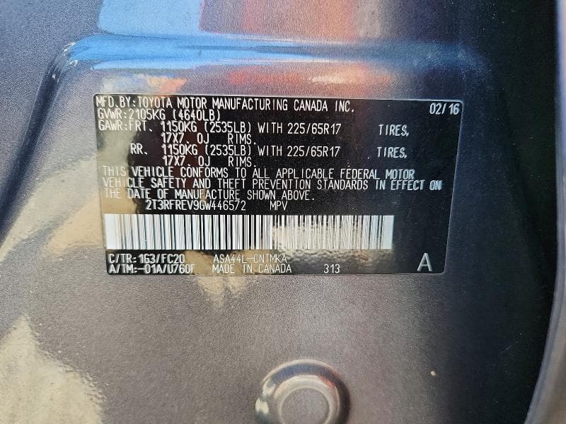 2016 TOYOTA RAV4 XLE 13