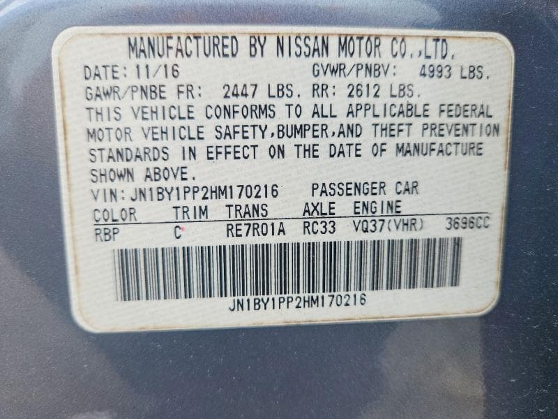 2017 INFINITI Q70L 3.7 3.7 12
